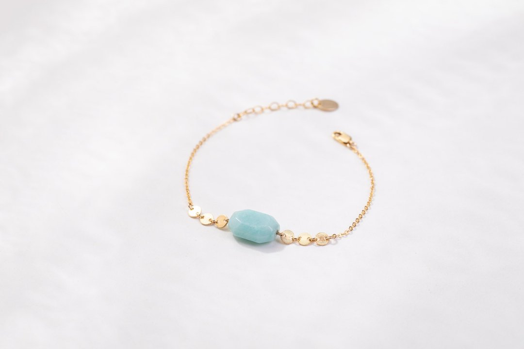 Zoaje COLOMBIA bracelet 手链 14k注金 天然天河石 小众 法式 - 手链/手环 - 贵金属 金色
