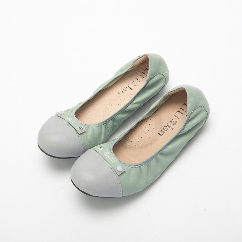 零码【美好奏鸣曲】自由换扣羊皮芭蕾舞鞋_灰/薄荷蓝绿 - 芭蕾鞋/娃娃鞋 - 真皮 绿色