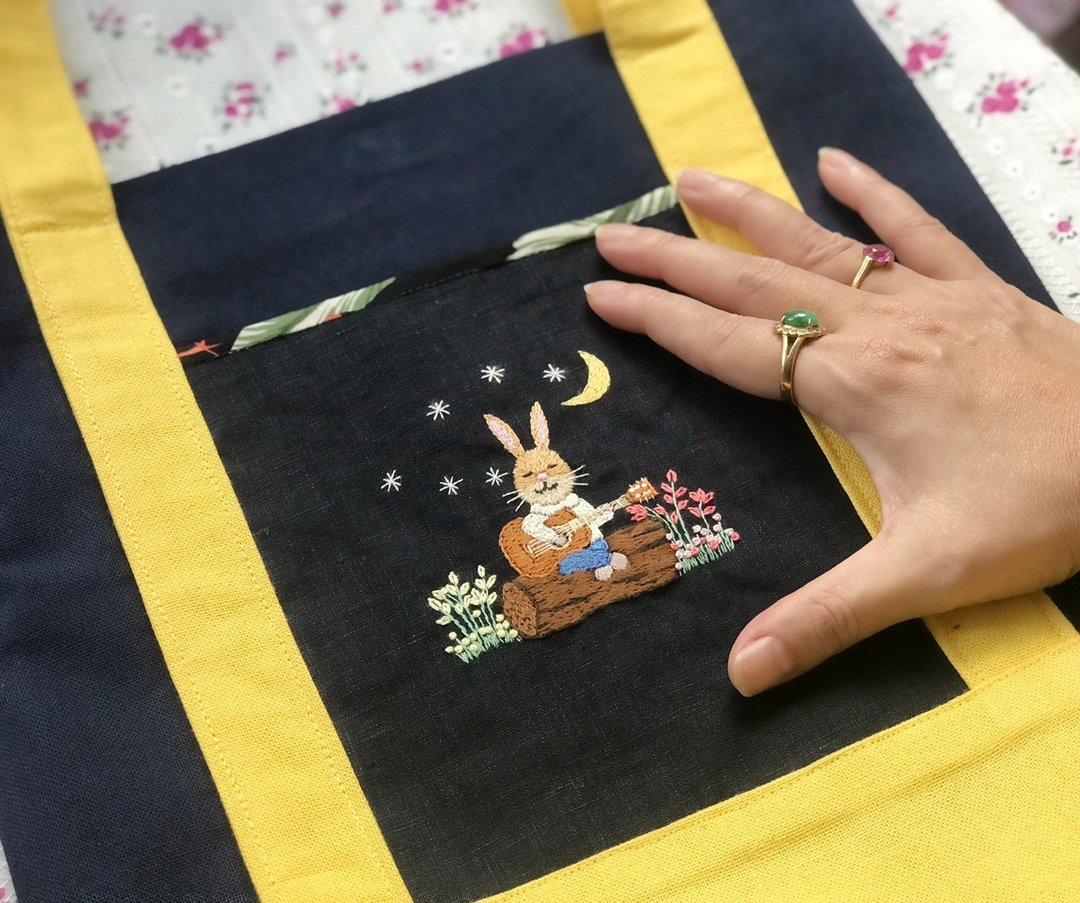 棉质帆布袋，手工刺绣托特包 - 其他 - 棉 