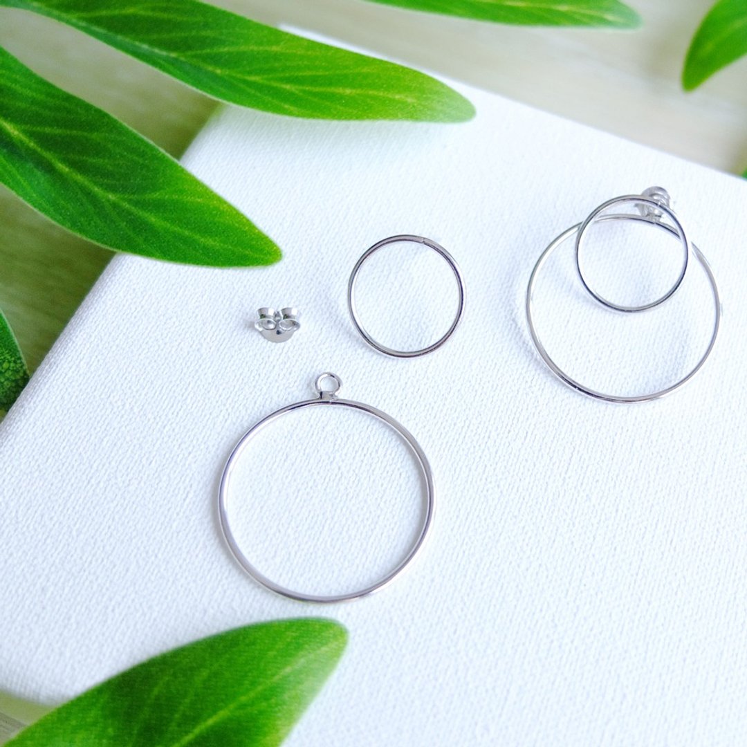 3in1 EARRINGS hi-headman (925 silver+whitegold plated) - 耳环/耳夹 - 纯银 银色