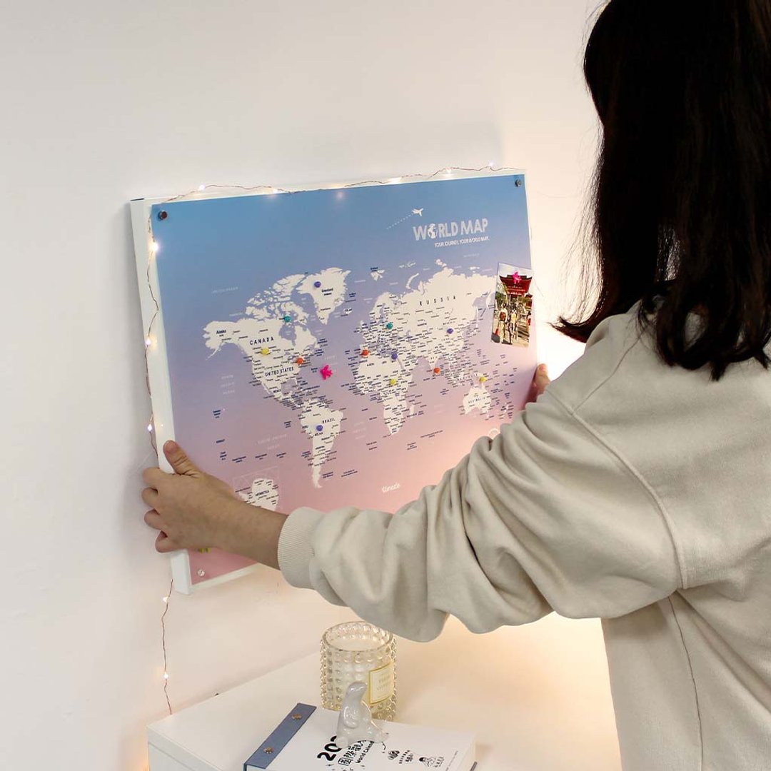 世界地图 - 订制磁吸系列海报 - 轻柔粉 (定制化礼物)-IKEA 留言板款 - 海报/装饰画/版画 - 纸 粉红色