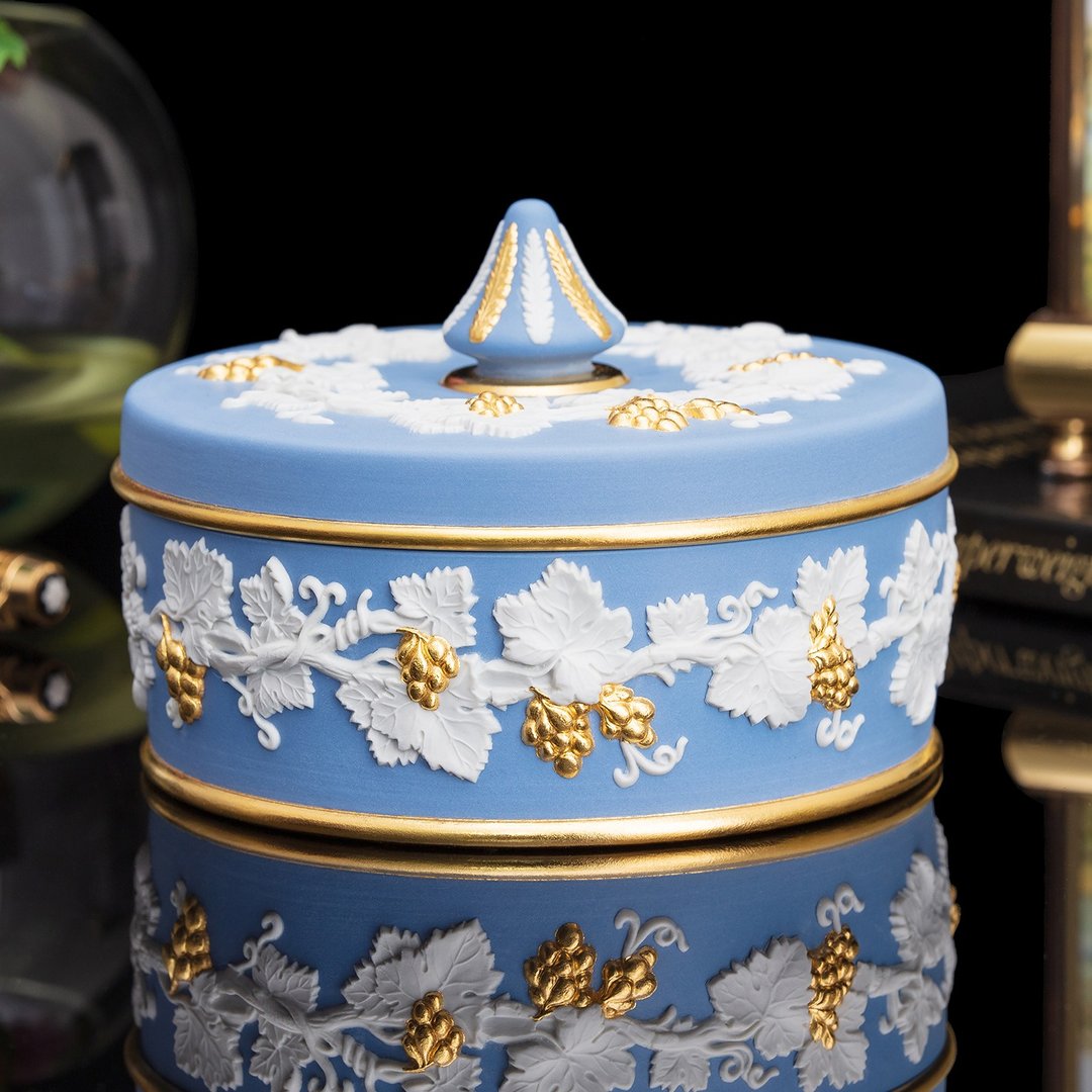 wedgwood 1968真金葡萄叶浮雕华美首饰盒 手表饰品收纳盒 - 收纳用品 - 瓷 