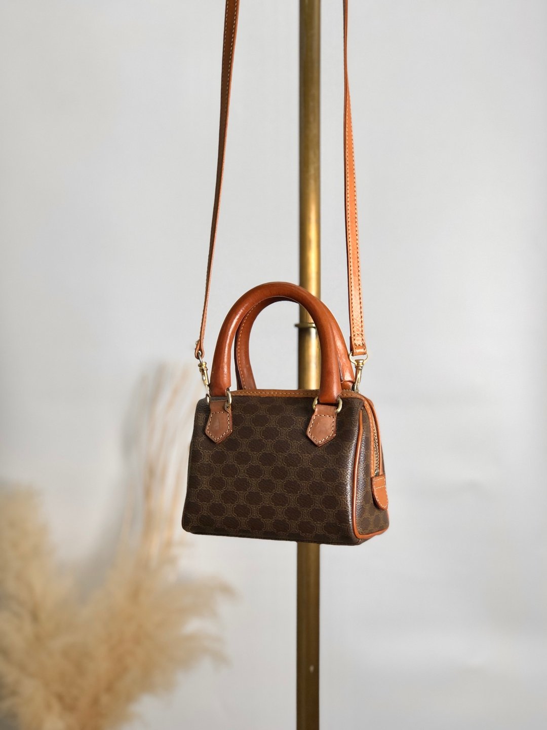 【日本直送，名牌包装】CELINE Macadam 肩背包棕PVC 皮革 Micro 2way Mini Bag Old rikxpc - 侧背包/斜挎包 - 防水材质 咖啡色