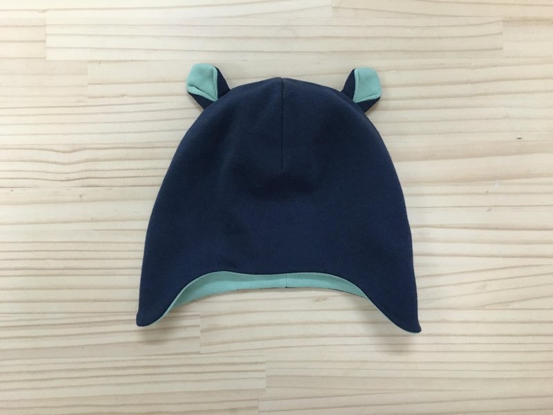 gujui素色有机棉婴儿帽_深灰蓝 - 围嘴/口水巾 - 棉．麻 蓝色