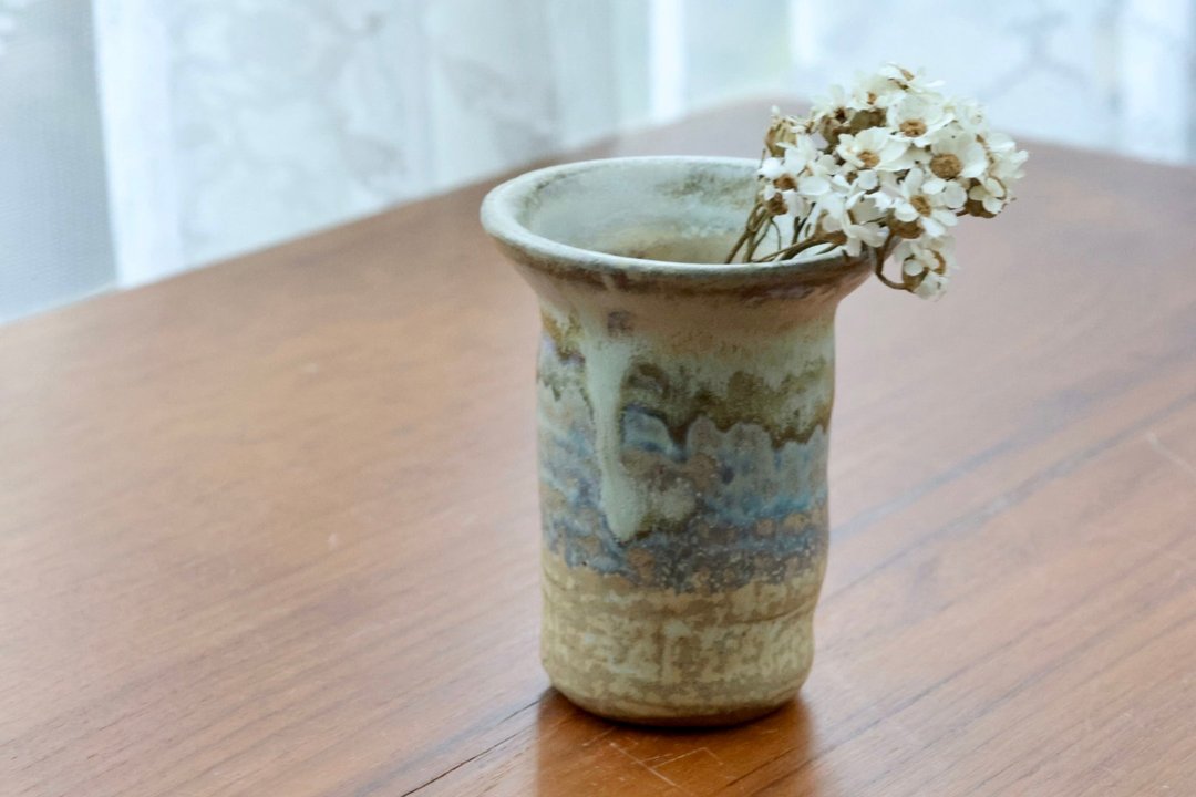 乔迁礼物/迷你干花器 手拉胚半瓷半陶 花插小瓶 可放牙签单据发票 - 花瓶/陶器 - 陶 绿色