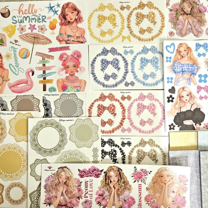 七月复古心情日记贴纸六件套，享5%折扣 - 贴纸 - 纸 