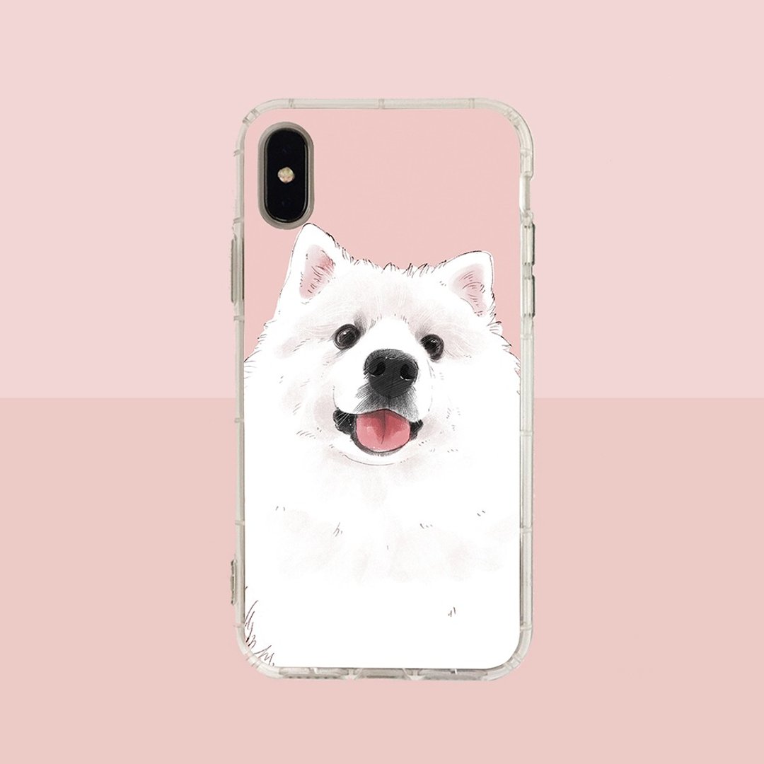 大脸狐狸犬浮雕空压壳-iPhone/三星,HTC.OPPO.ASUS宠物手机壳 - 手机壳/手机套 - 塑料 粉红色