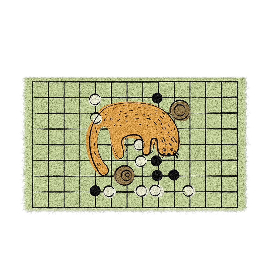 猫与围棋刮泥地垫 - 地垫/地毯 - 聚酯纤维 绿色