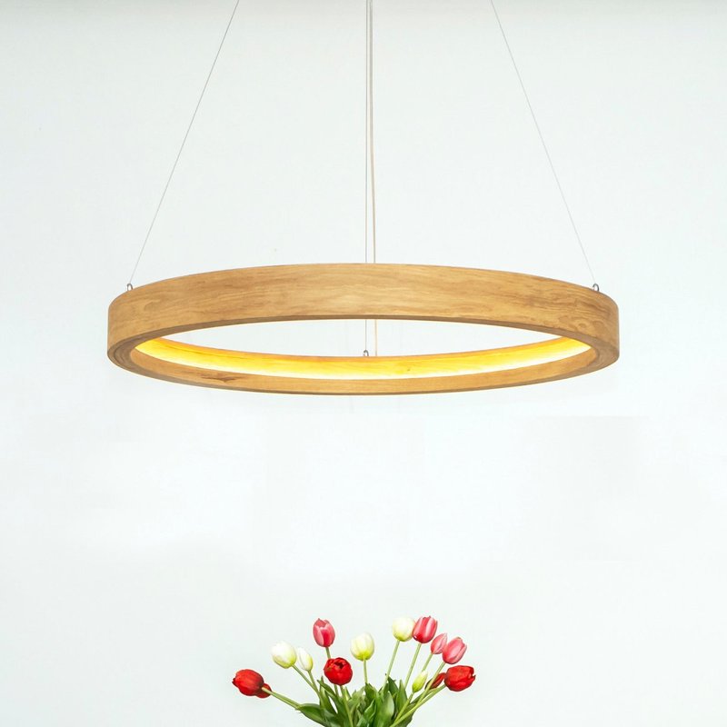 木质圆形吊灯 – 现代餐吊灯，适用于客厅与餐厅 - 灯具/灯饰 - 木头 