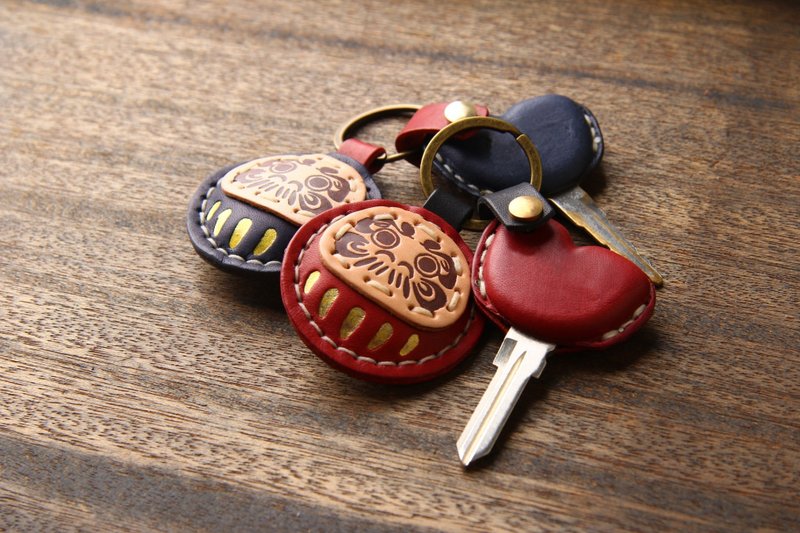 茶皮 饼干达摩 VESPA 伟士牌钥匙皮套 福神【免费刻字1-7个字】 - 钥匙链/钥匙包 - 真皮 