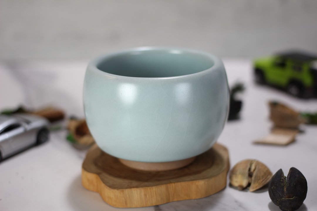 【沐春生活】160ml 汝窑茶杯 手拉坯 主人杯 名家叶敏祥手作 - 茶具/茶杯 - 瓷 