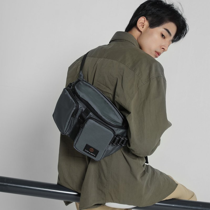 随身胸腰包 侧背包 单肩包 男女 日常 机车包 防水 Catch - 灰色 - 侧背包/斜挎包 - 聚酯纤维 灰色