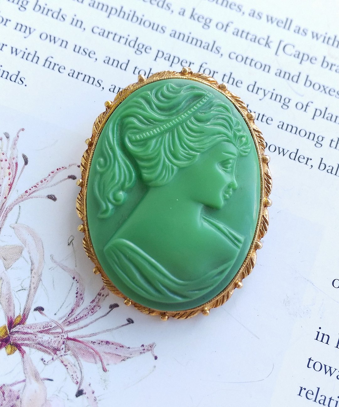 Vintage Jewelry 西洋古董饰品 古典 Cameo  宫廷仕女  别针 - 徽章/别针 - 其他金属 金色