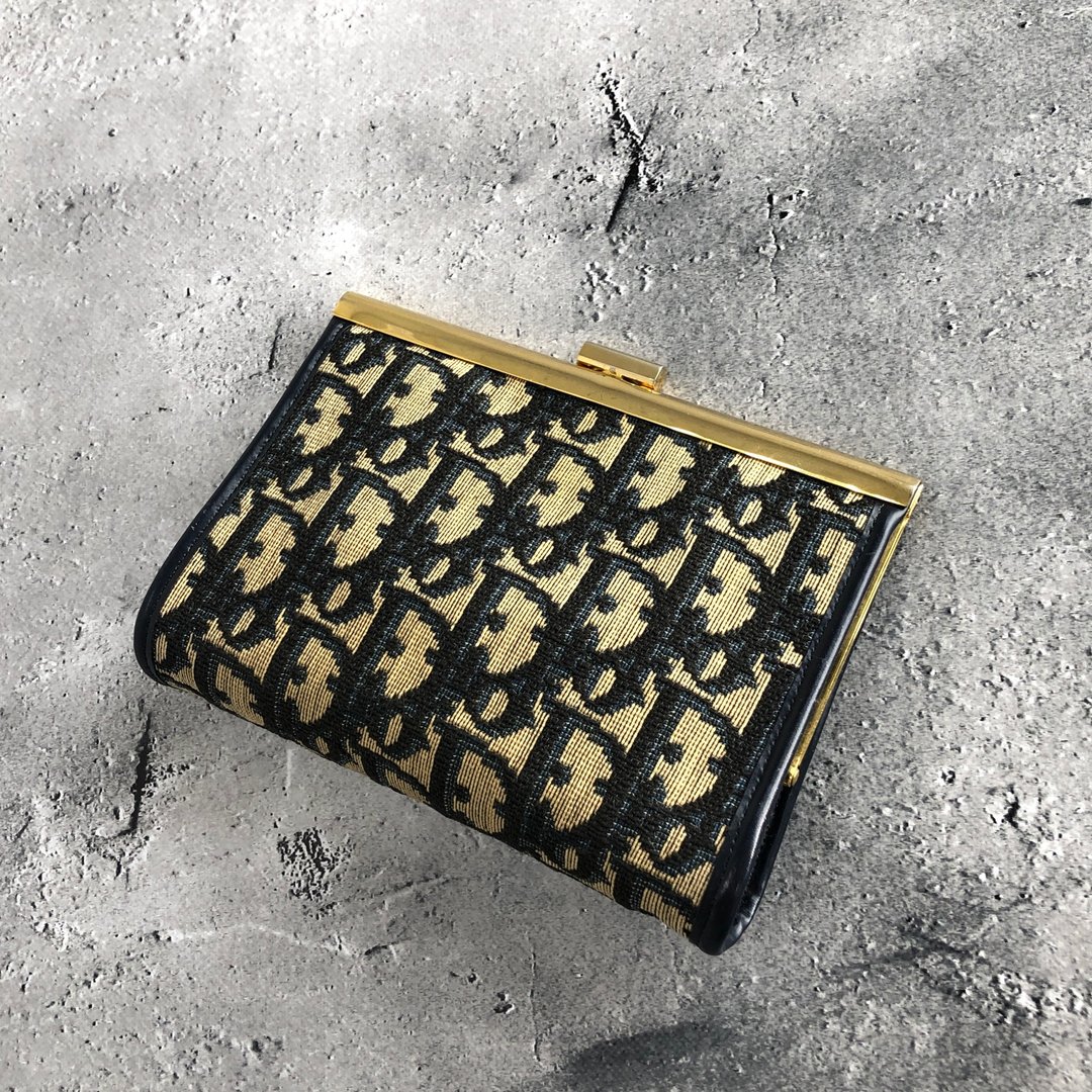 【日本直运，二手包装】Christian Dior Trotter pouch 海军蓝提花口金包xjbfjk - 化妆包/杂物包 - 棉 蓝色