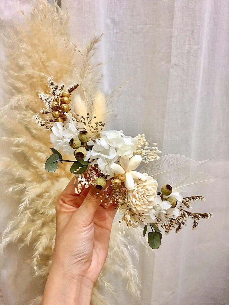 干燥花饰品【圣诞】花头饰 新秘饰品 干燥花发饰 新娘发饰 - 胸花/手腕花 - 植物．花 