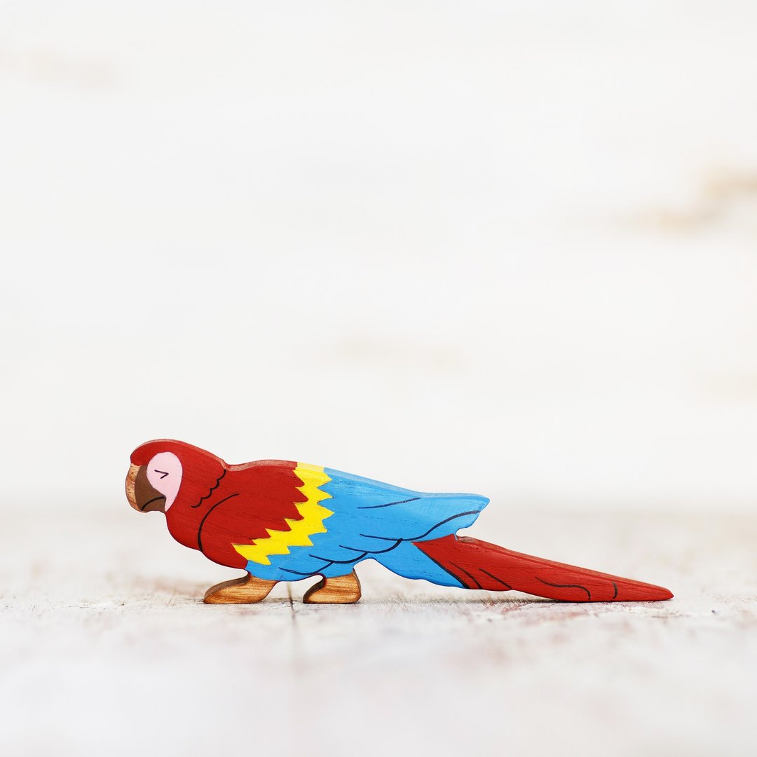 Wooden toy ara parrot figurine - 玩具/玩偶 - 环保材料 蓝色