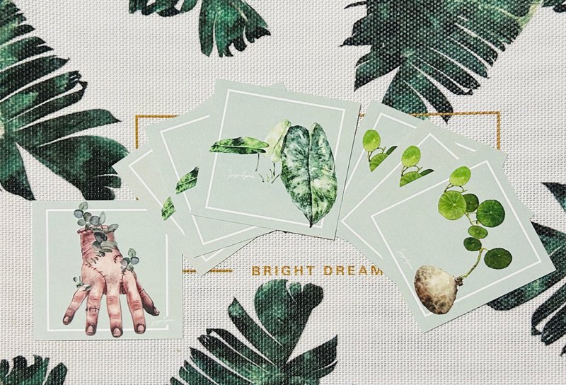 植感手绘小卡 一套6张入 - 卡片/明信片 - 纸 绿色