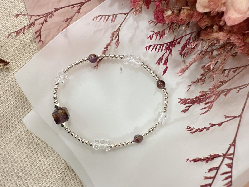 逆光飞行 // 紫钛晶魔方纯银手链 - 手链/手环 - 纯银 紫色