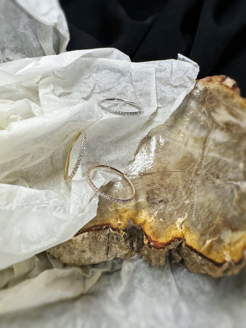 满星钻石戒指 Full Star Diamond Ring- 18K纯金天然钻石戒指 - 戒指 - 贵金属 金色