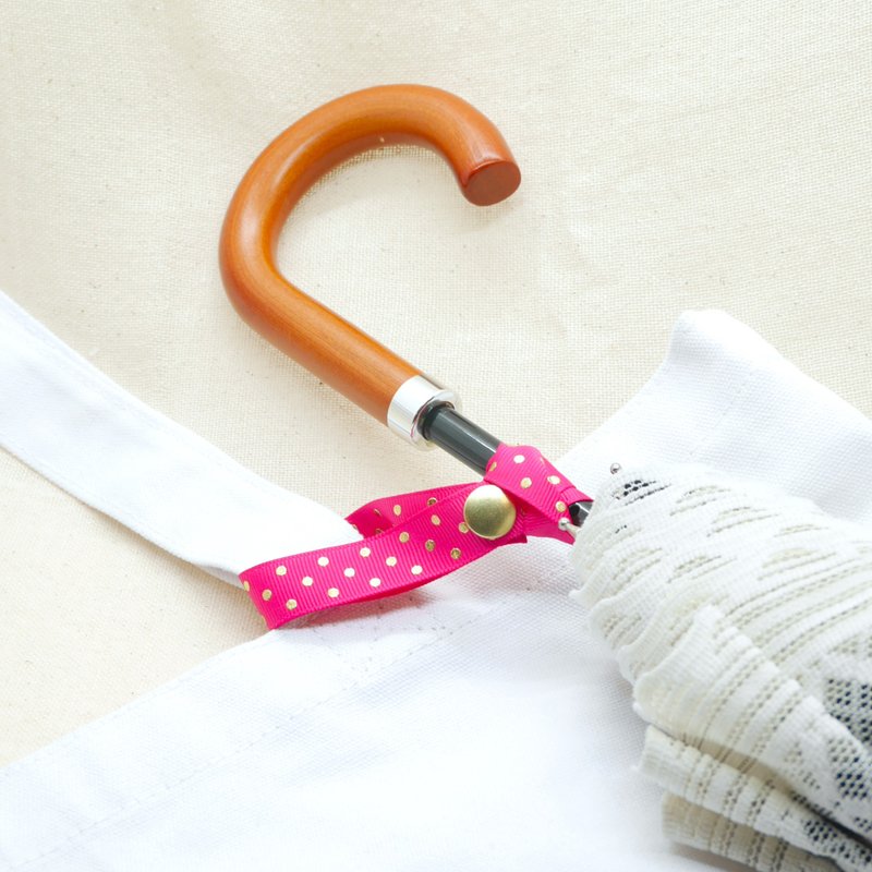 伞带金小圆点深粉粉红 - 雨伞/雨衣 - 其他材质 粉红色