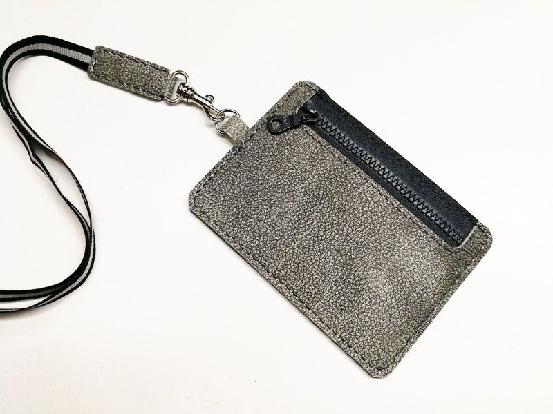 真皮卡套 双色证件套 拉链零钱包 手工缝制KP01-003 (独一商品) - 证件套/卡套 - 真皮 