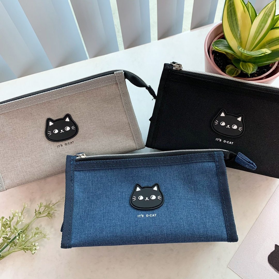 O-CAT－可爱猫头三角笔袋。JPC-126 - 铅笔盒/笔袋 - 尼龙 