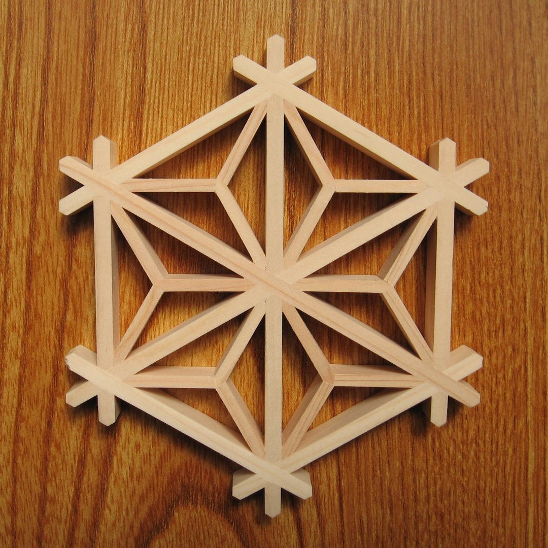 kumiko coaster asanoha Finished product - 杯垫 - 木头 卡其色