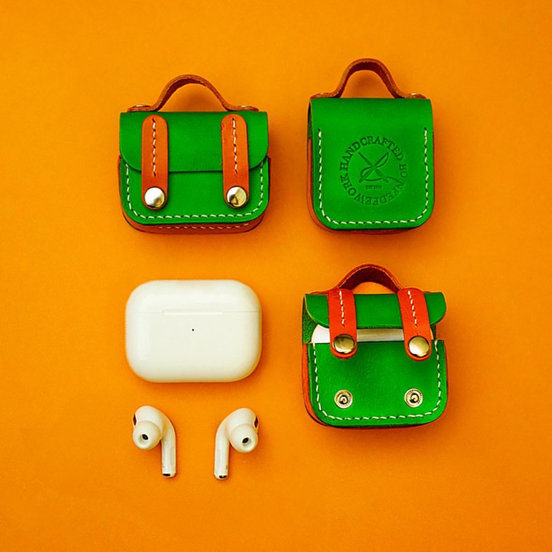 AirPods Pro 真皮保護套 掛脖 Apple耳機3代 保護殼 兩針一線手縫 - 耳机收纳 - 真皮 