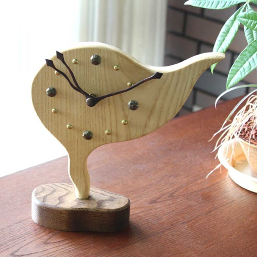 Tabletop Wooden Analog Leaf / Cloud Natural - 时钟/闹钟 - 木头 