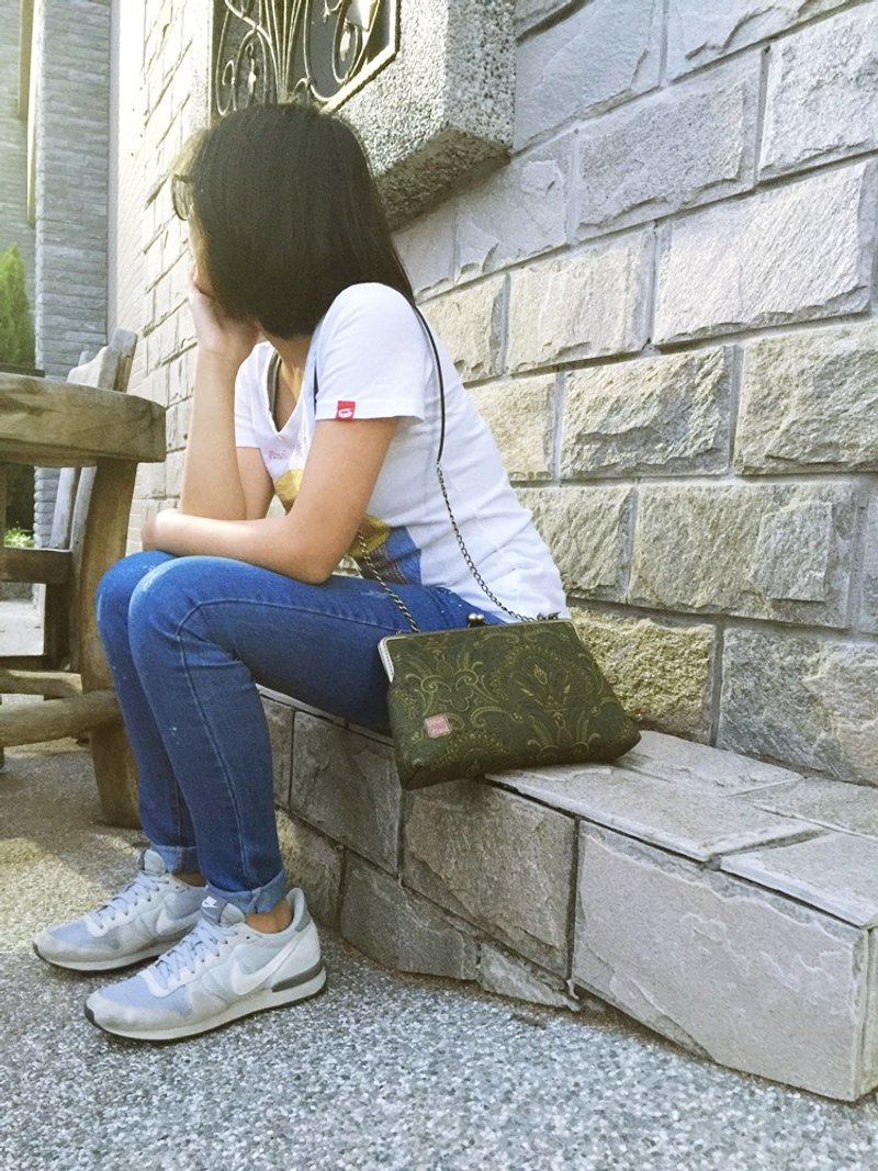 肩背手拿口金包+墨绿的优雅+ - 侧背包/斜挎包 - 其他材质 绿色