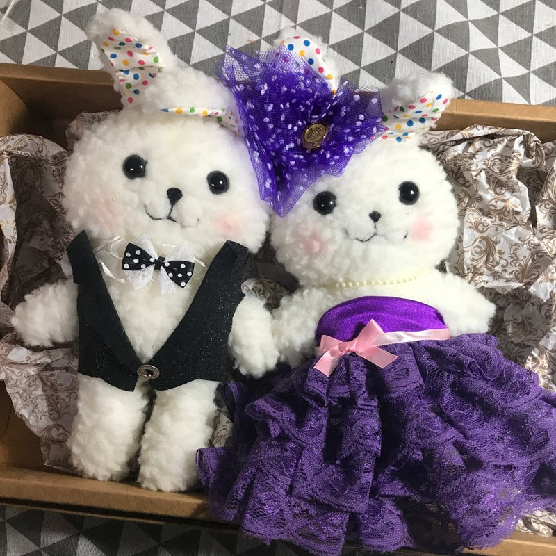 RABBITLULU兔子娃娃 结婚兔 浪漫紫婚纱结婚礼物。婚礼布置 - 玩偶/公仔 - 其他材质 紫色