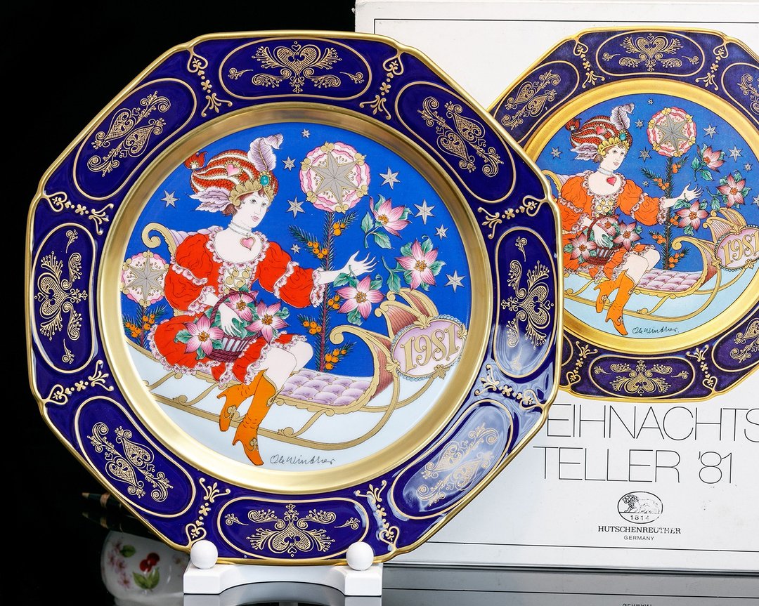 德国制Hutschenreuther狮牌1981冬日诗歌极尽奢华珍藏圣诞陶瓷盘 - 墙贴/壁贴 - 瓷 