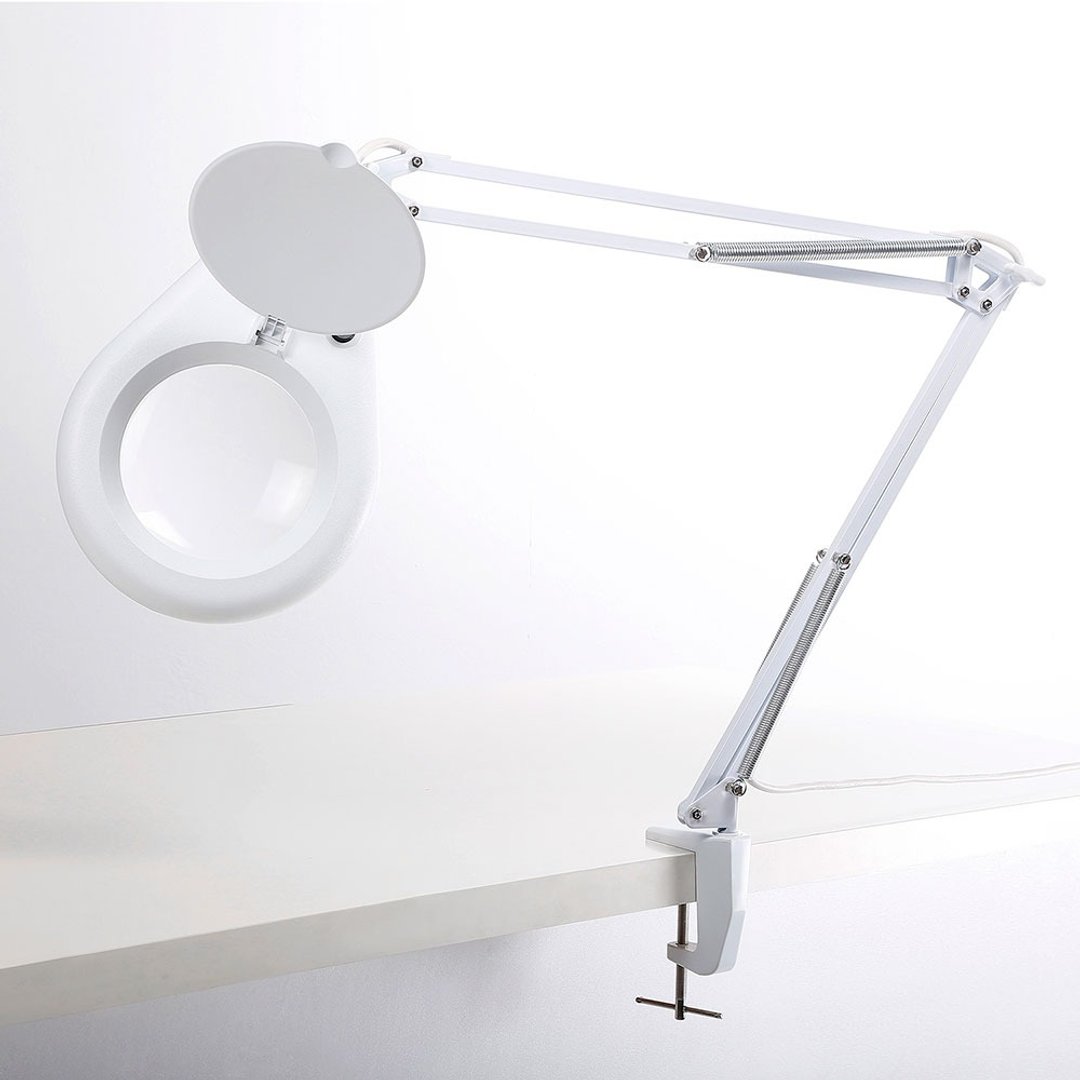 1.8 倍/3D/127mm 工作用薄型 LED 护眼台灯放大镜 桌夹式 E015-S3D - 灯具/灯饰 - 玻璃 白色