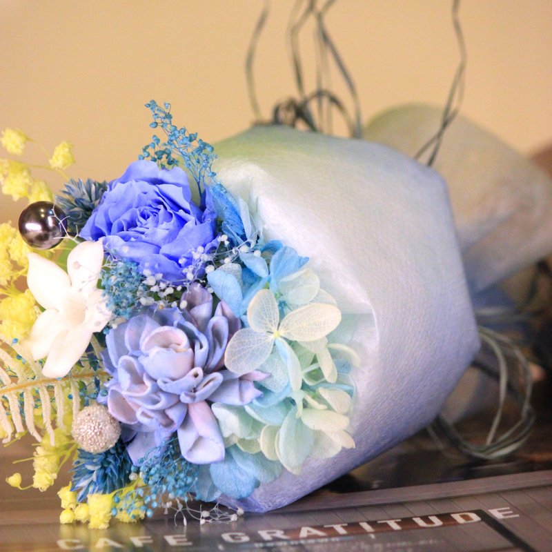 【独家限量】云朵柔柔·棉花糖感花束【漫步云端】干燥花│不凋花│七夕│父亲节│云朵│棉花糖│花束│挂饰│ - 植栽/盆栽 - 纸 蓝色