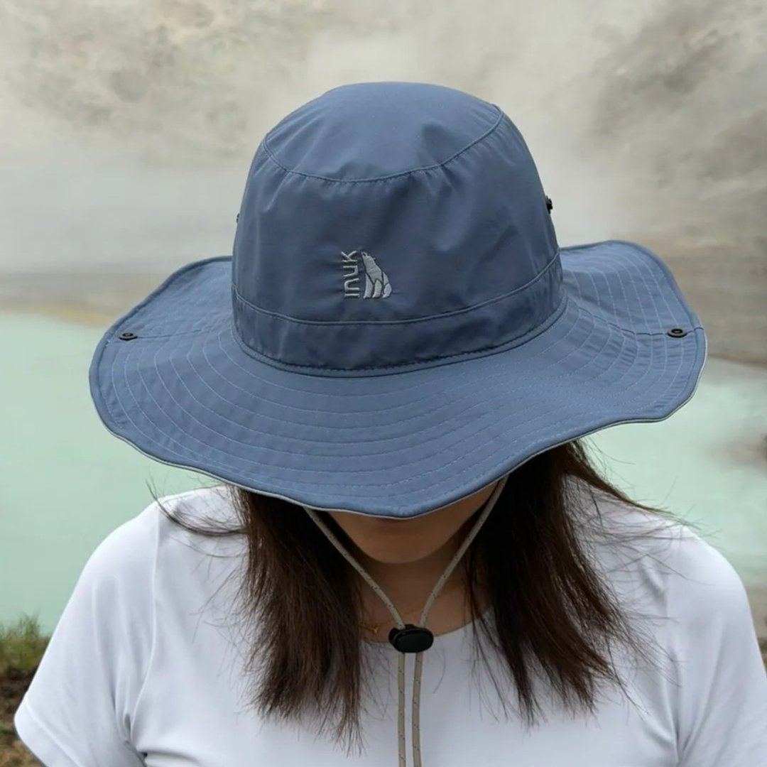 防水跳色大圆盘帽  暮光蓝 - 帽子 - 聚酯纤维 蓝色