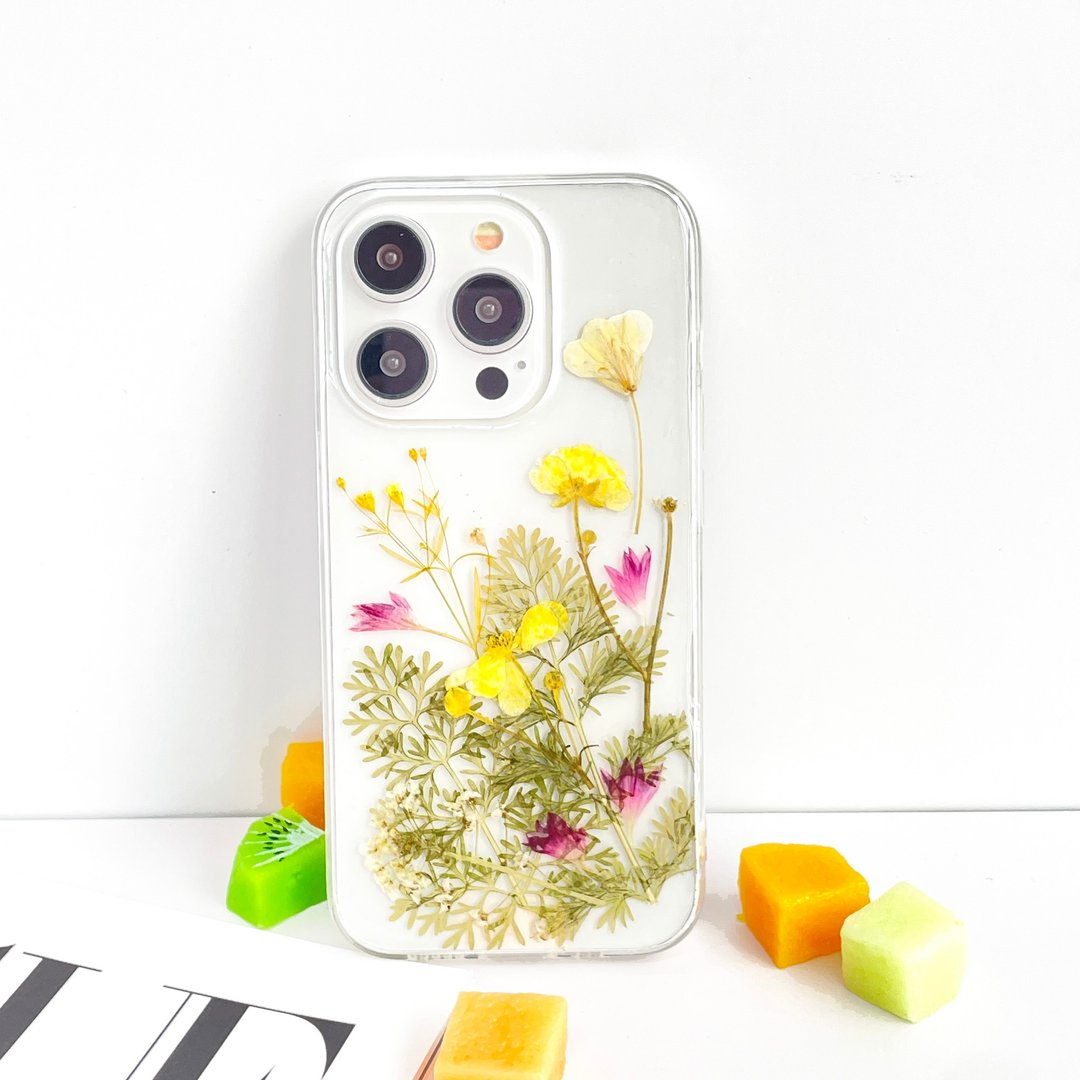 秋色花园手作押花手机壳 适用于iPhone 16 Pro Max Samsung S25 - 手机壳/手机套 - 植物．花 