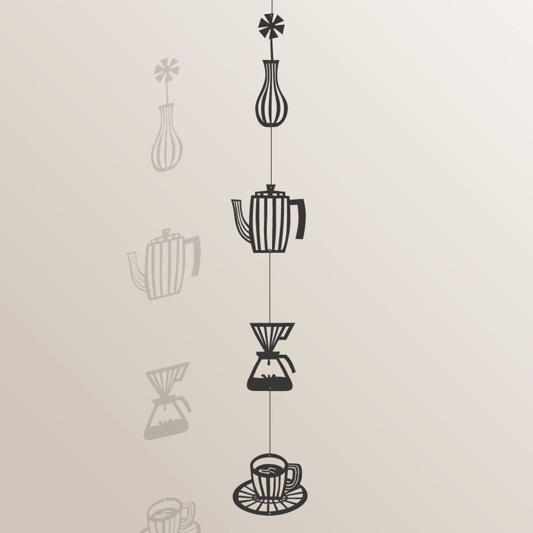 kirie-hanging---Coffee break (paper ornament) - 摆饰 - 纸 黑色