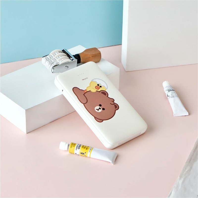 LINE FRIENDS MINI-熊大趴趴双线快充10000mAh行动电源 - 充电宝/传输线 - 塑料 多色