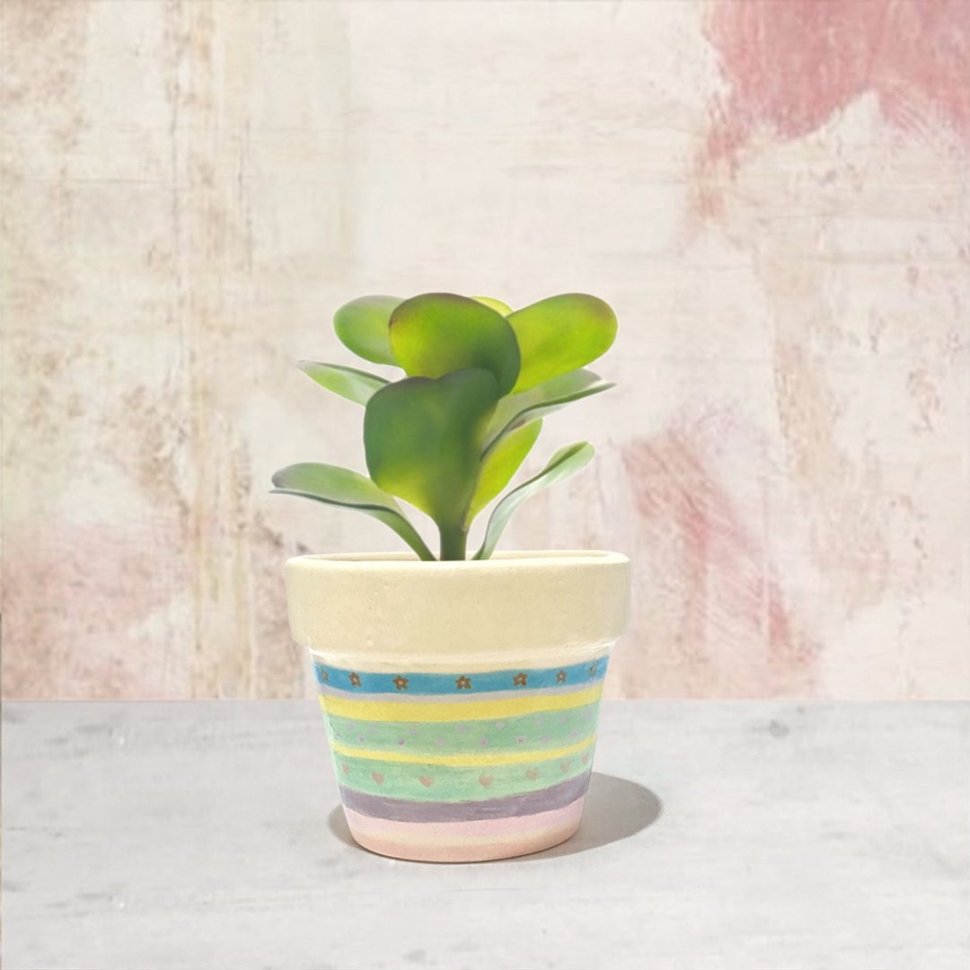 HAND-MADE Plant Pot pastel striped - 植栽/盆栽 - 陶 