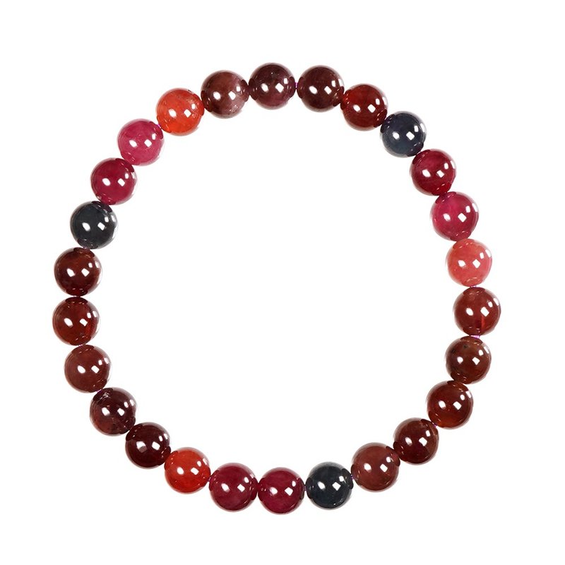 【正佳珠宝】尖晶石 浓色彩尖晶 6.8-7.3mm 彩尖晶手珠 - 手链/手环 - 半宝石 多色