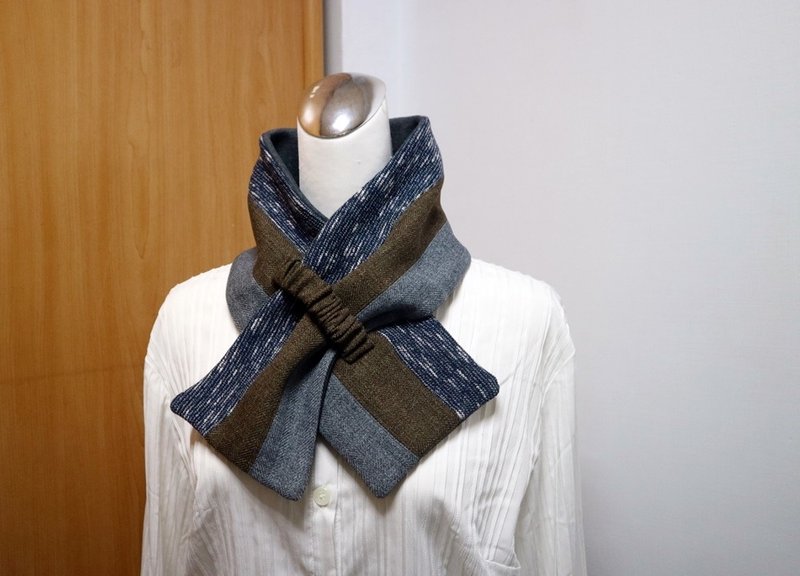 三色拼接可调式短围巾.scarf 保暖围脖  大人.小孩均适用.双面双 - 围巾/披肩 - 其他材质 多色
