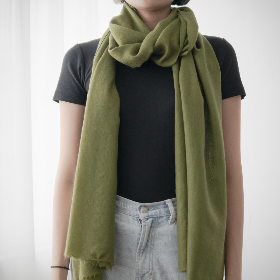 喀什米尔 Cashmere 羊毛围巾 - 抹茶绿 - 围巾/披肩 - 羊毛 多色