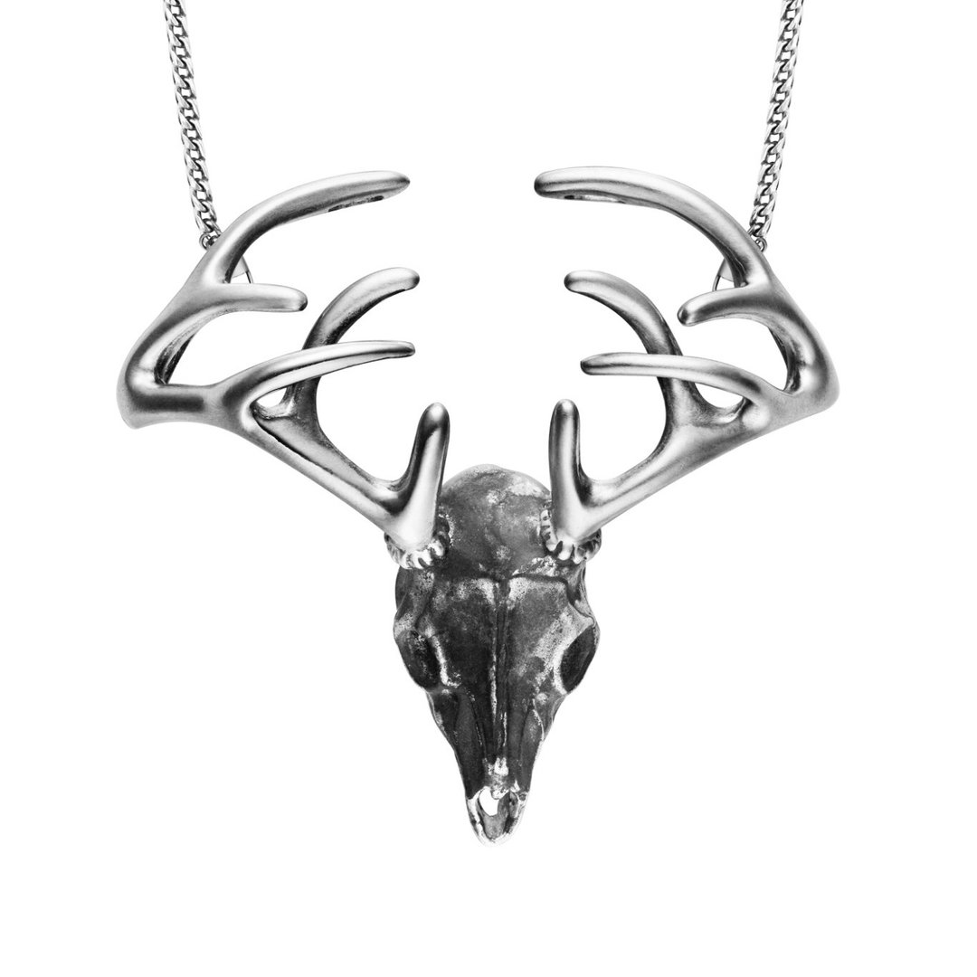鹿角 骷髅 银 项链 坠子 deerskull - 项链 - 银 银色
