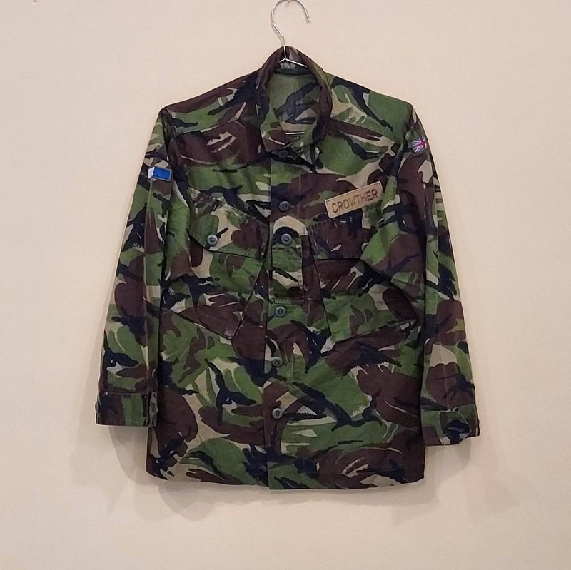 1960's英国公发迷彩拉链棉质夹克 军用衬衫外套H款 英国制老品完 - 男装衬衫 - 棉．麻 绿色