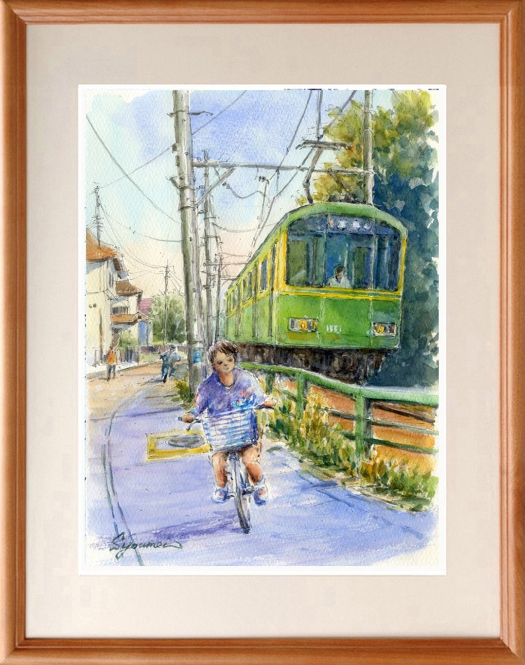 Watercolor painting original Enoden came - 海报/装饰画/版画 - 纸 绿色