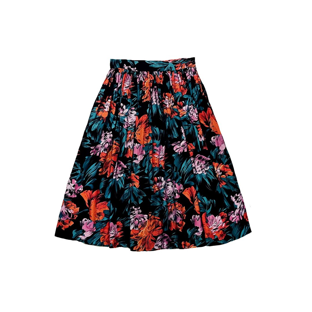 Vintage USA Floral Skirt 美国古着花柄半身裙 - 裙子 - 棉．麻 多色