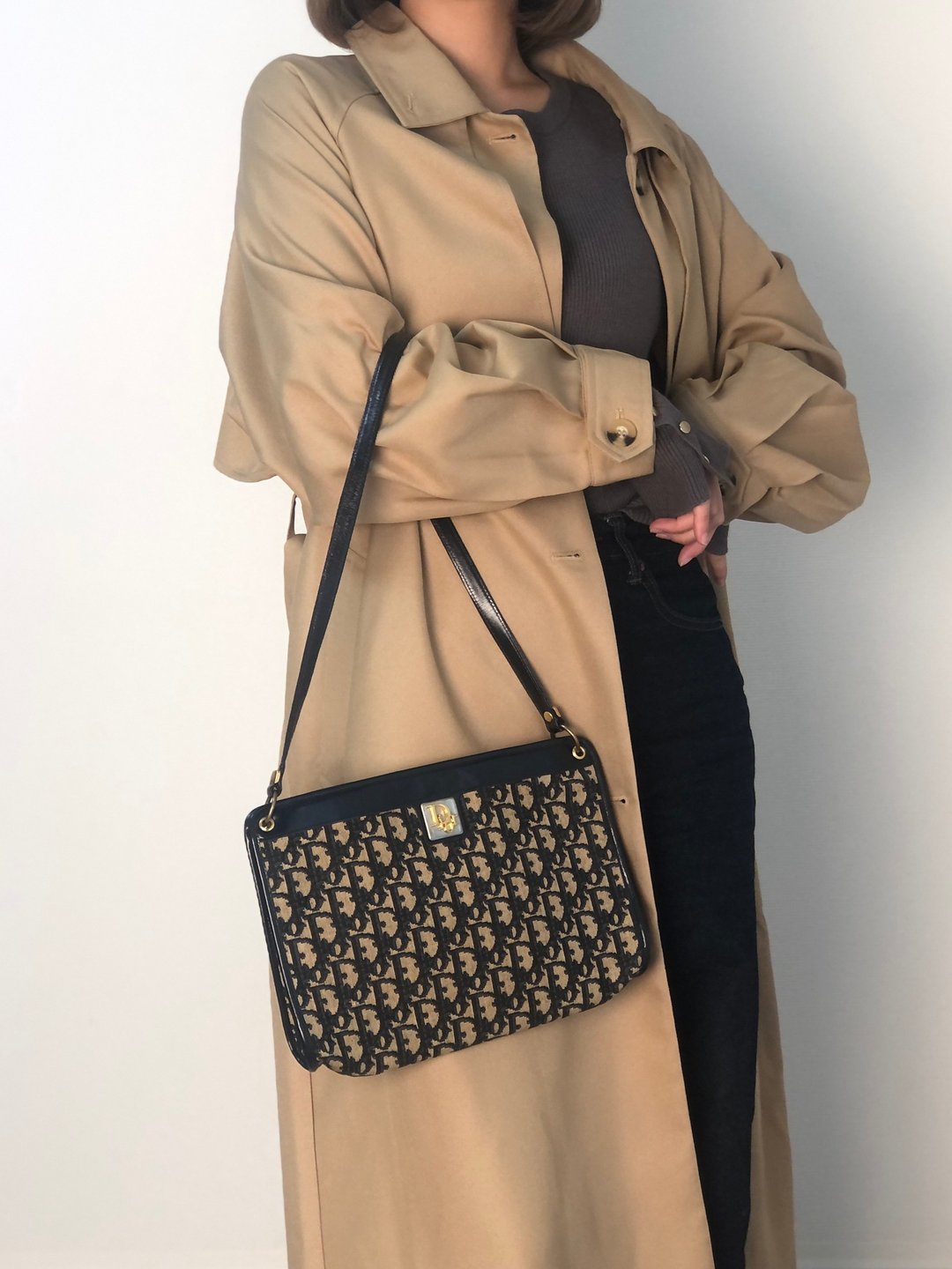 【VintageShop solo 日本直送中古包专卖店】Christian Dior クリスチャン ディオール Trotter 帆布肩背包 经典缇花 宝蓝色 Logo 57rizh - 侧背包/斜挎包 - 棉 蓝色