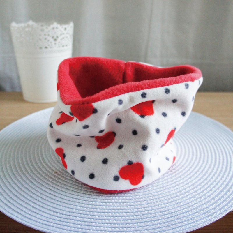 Lovely红甜心双面刷毛脖围双面围巾、红心、儿童使用、冬季商品 - 围巾/披肩 - 聚酯纤维 红色