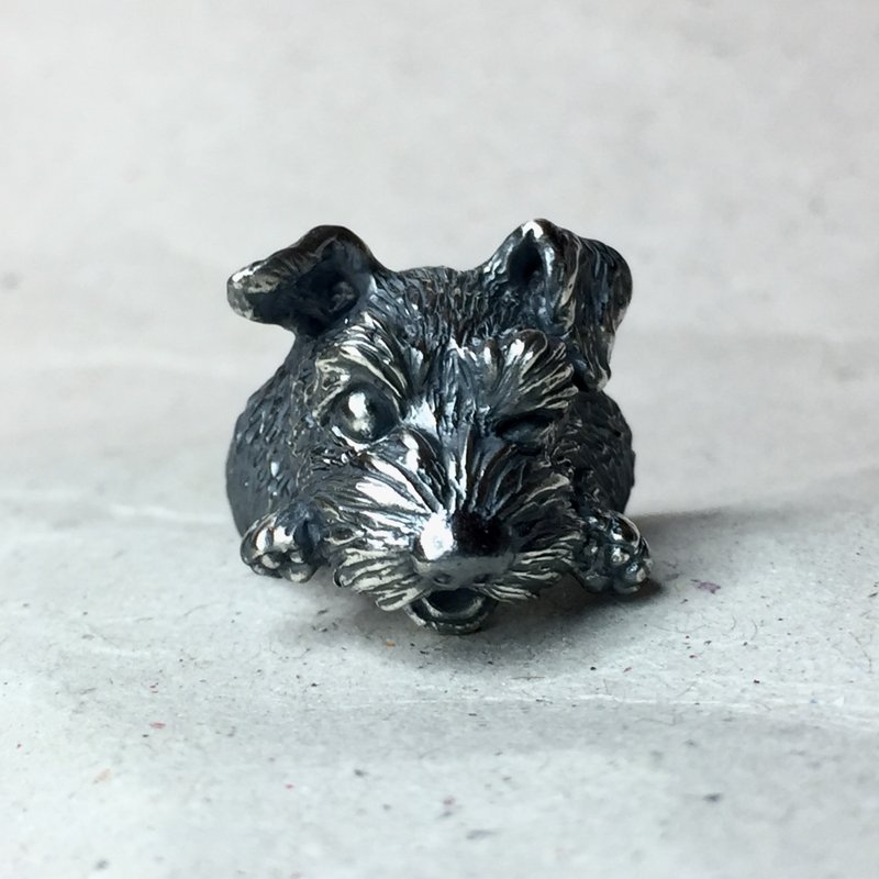 啾咪雪纳瑞 纯银戒指 - 戒指 - 纯银 银色