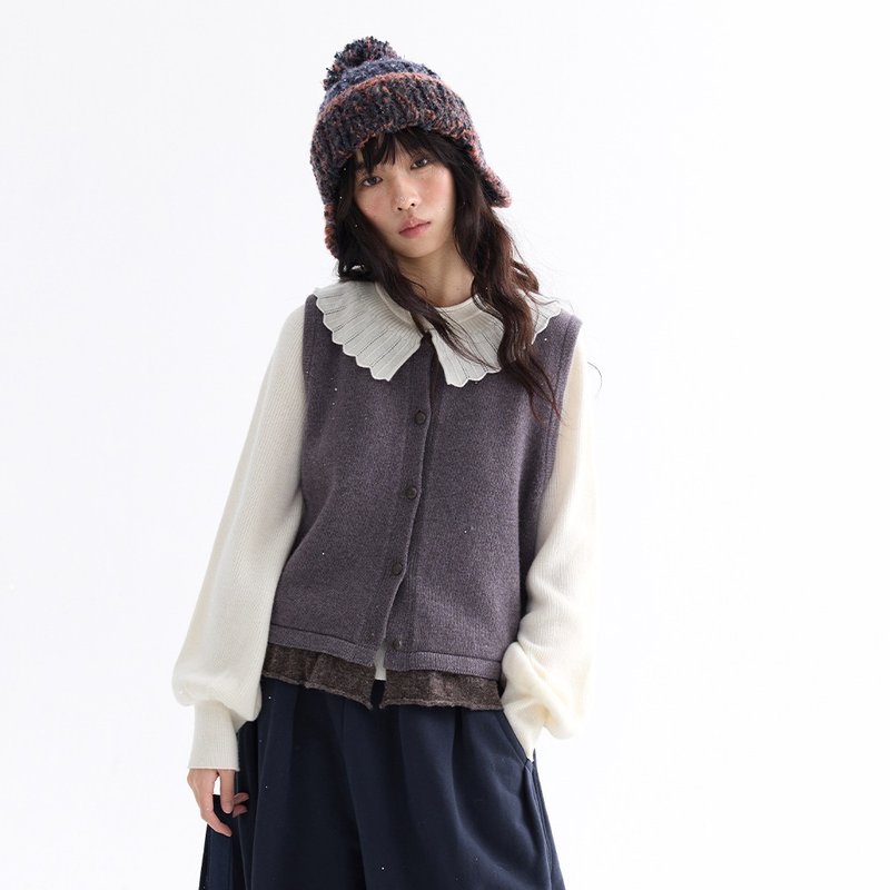 荷叶边拼接两穿背心|马甲|两色|冬款|Sora-2006 - 女装背心 - 羊毛 多色